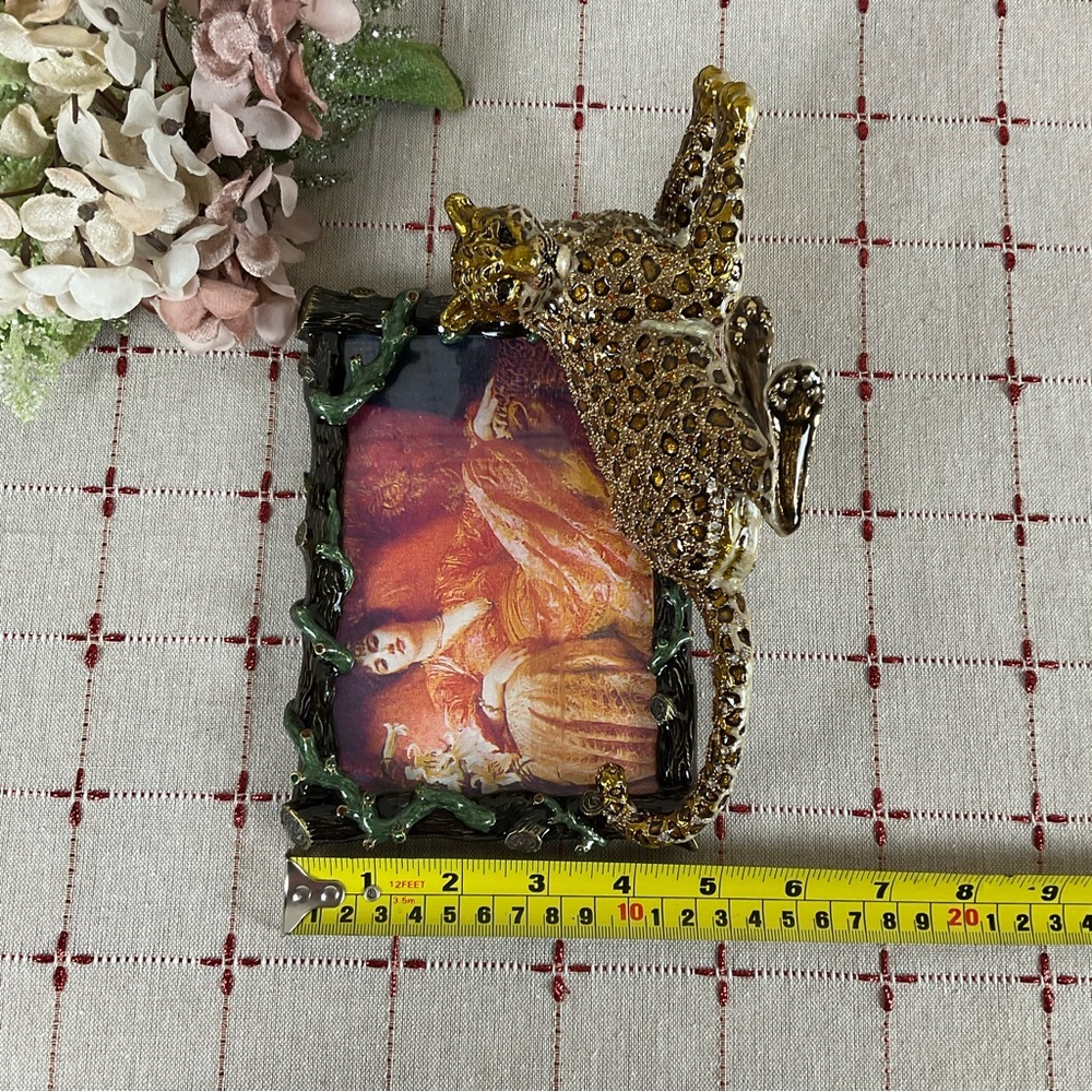 Stunning! Large Jay Strongwater Enamel Swarovski Leopard Panther Picture Frame - Picture 13 of 13